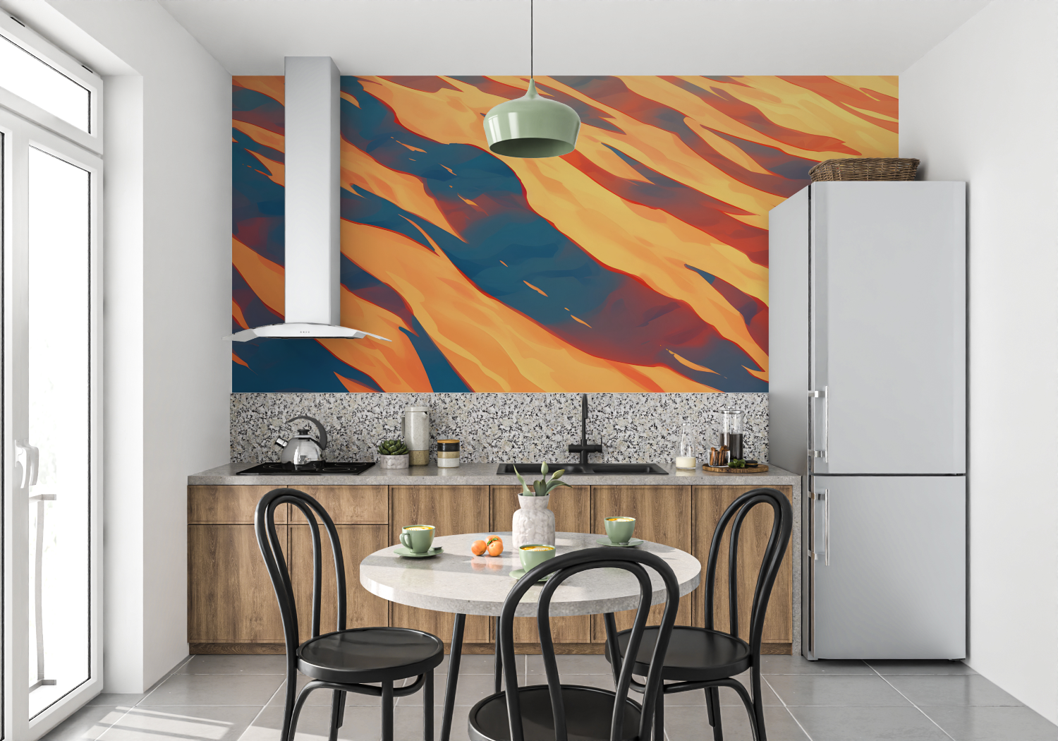 Abstract Orange and Blue Wallpaper | Murals Wallpaper