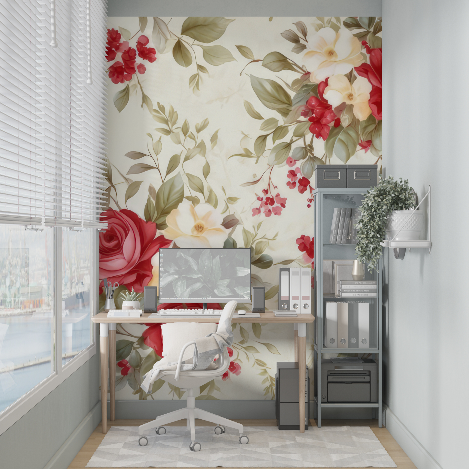 Red and White Floral Wallpaper | Murals Wallpaper