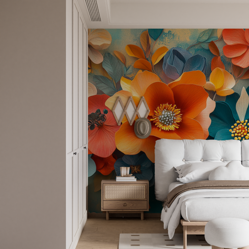 Colorful 3D Floral Watercolor Wallpaper | Murals Wallpaper