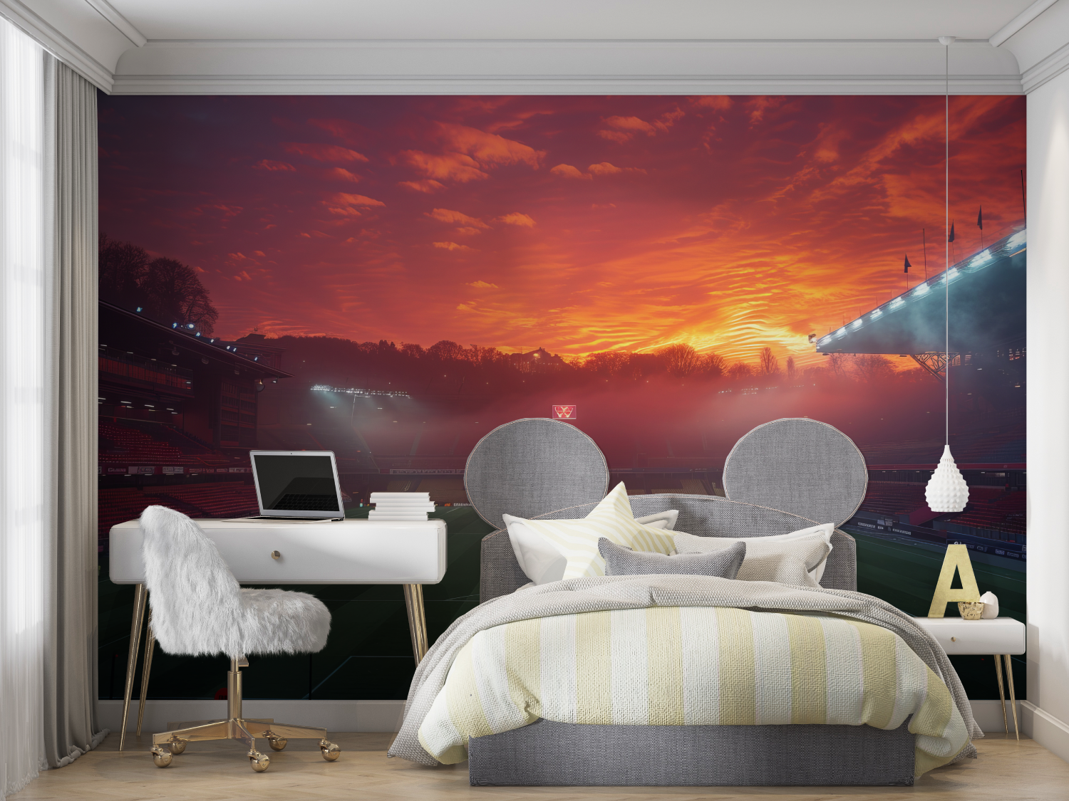 Sunset Soccer Stadium Wallpaper | Murals Wallpaper