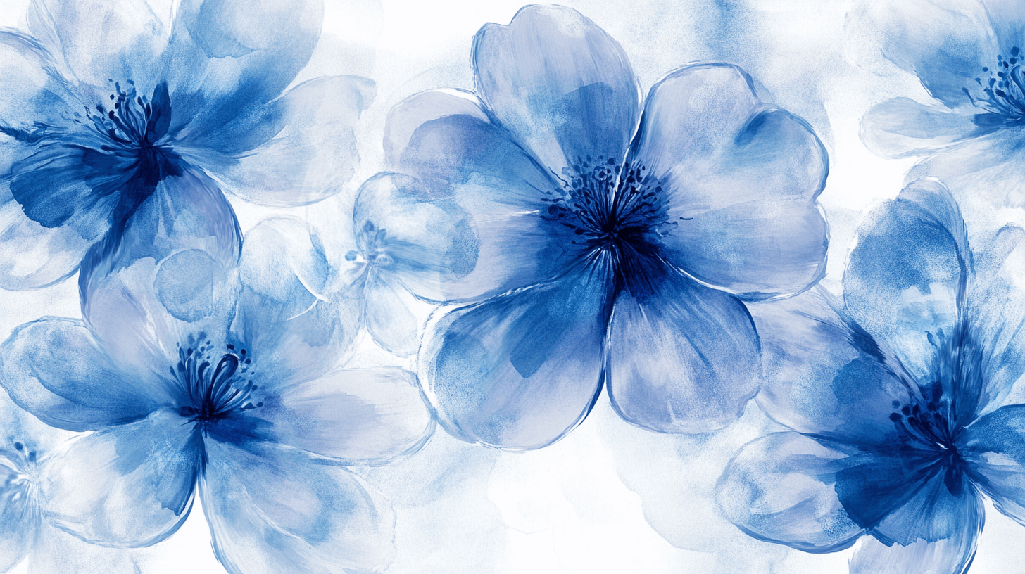 Large Blue Floral Wallpaper | Murals Wallpaper
