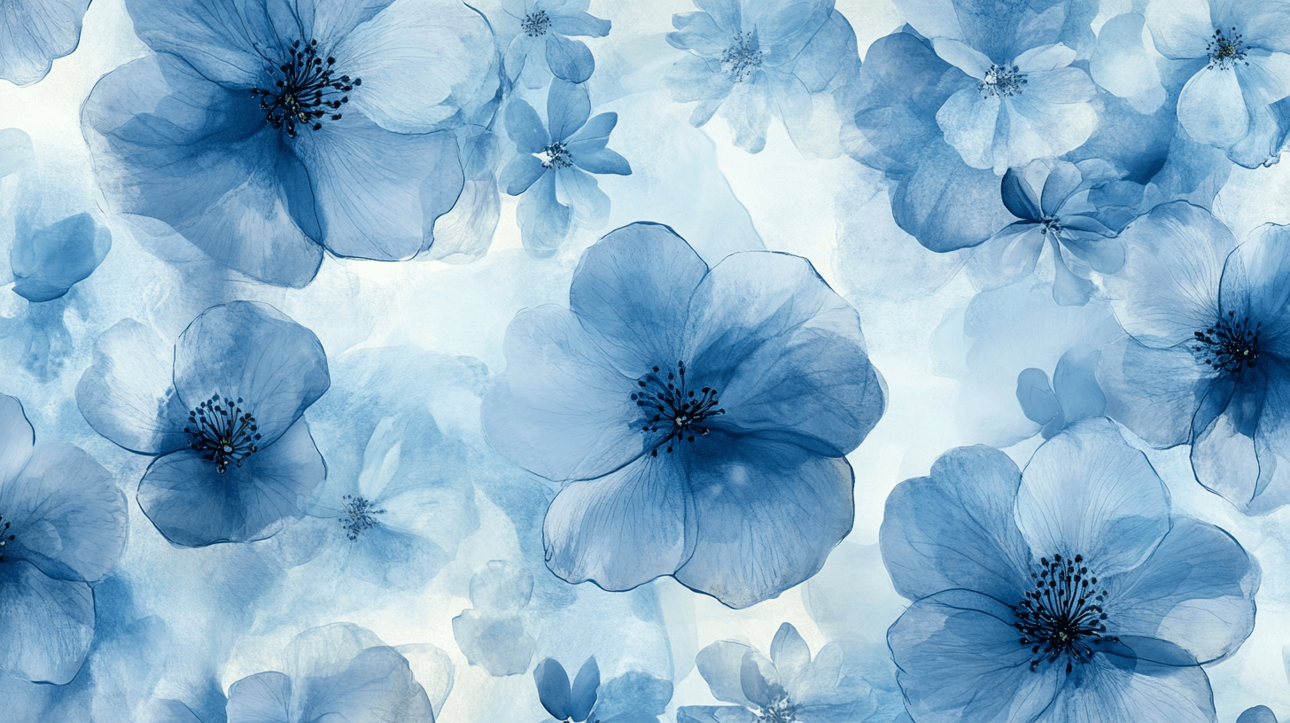 Translucent Blue Floral Watercolor Wallpaper | Murals Wallpaper