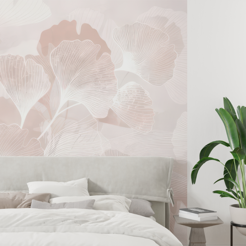 Powder Pink Floral Cozy Wallpaper | Murals Wallpaper