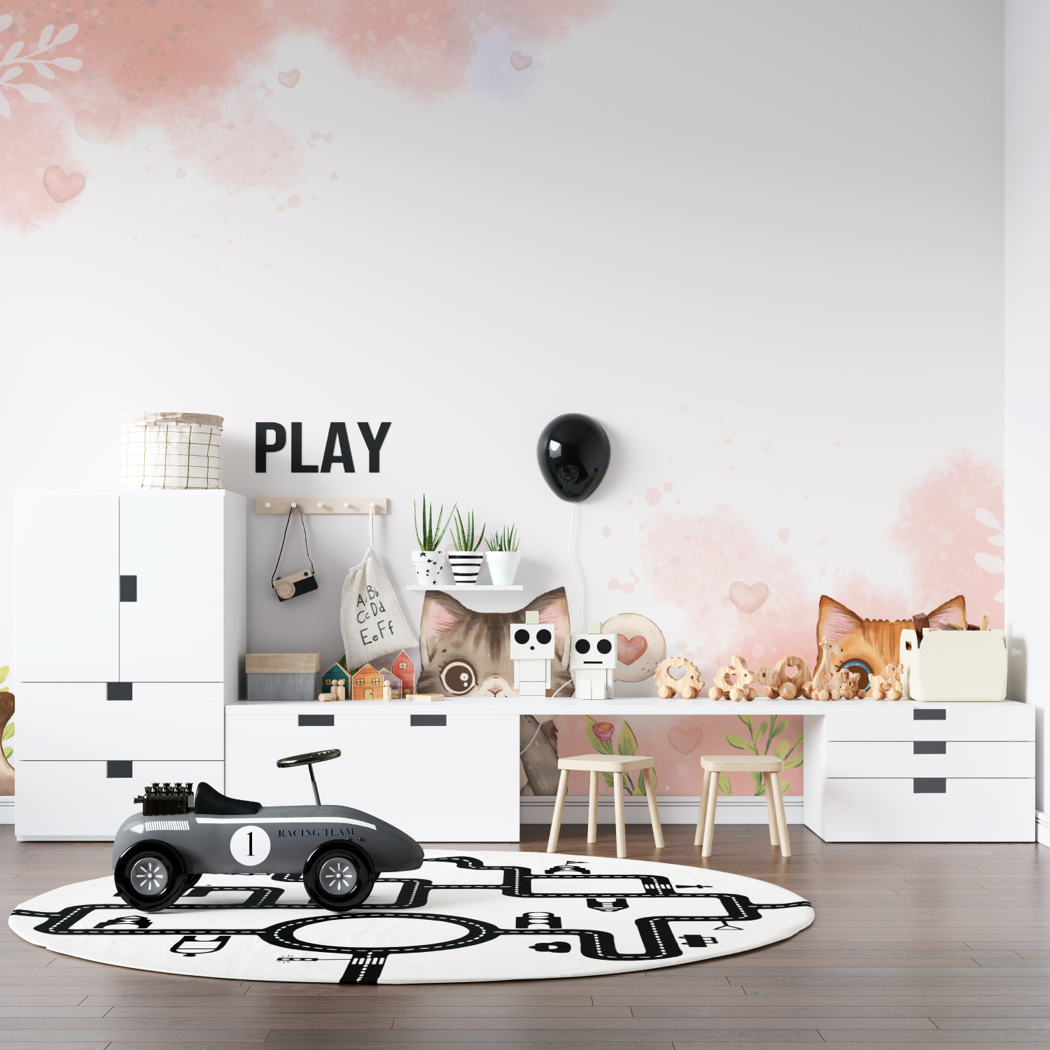 Katzentapete für Kinder | Wandtapete