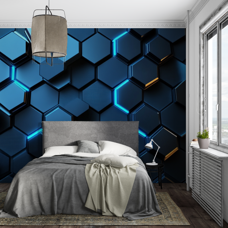 Futuristic Hexagon Gamer Wallpaper | Murals Wallpaper