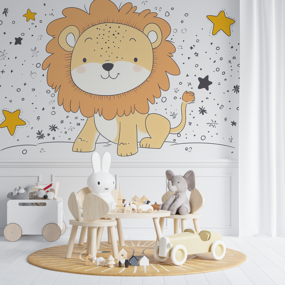 Lion and Stars Wallpaper | Murals Wallpaper