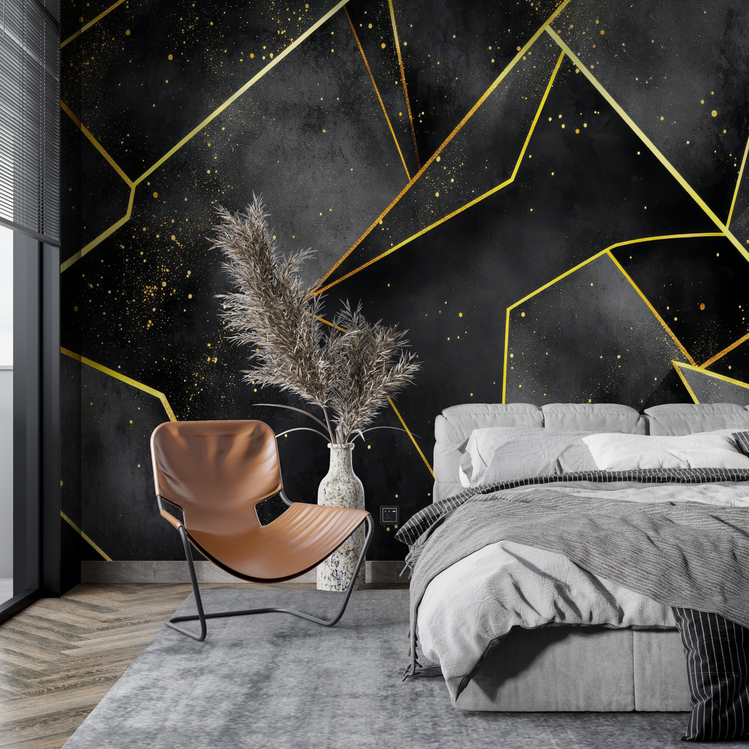 Geometric Black and Gold Wallpaper | Murals Wallpaper