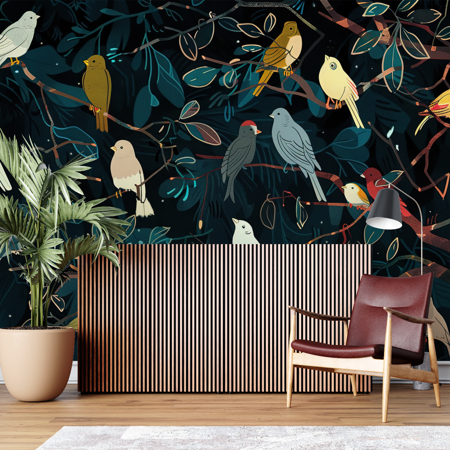 Birds Wallpaper Black Background | Murals Wallpaper