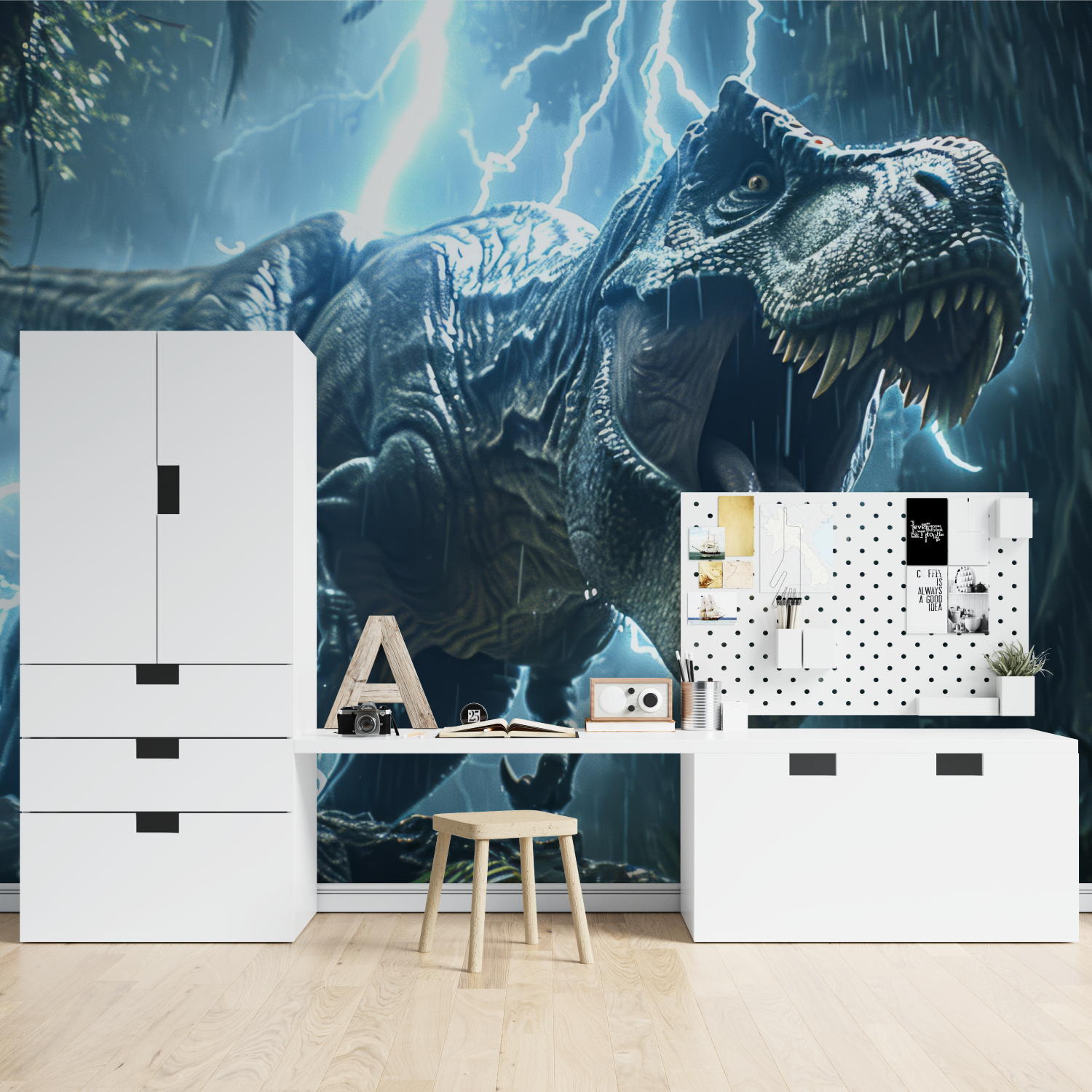 T-Rex Lightning Wallpaper | Murals Wallpaper