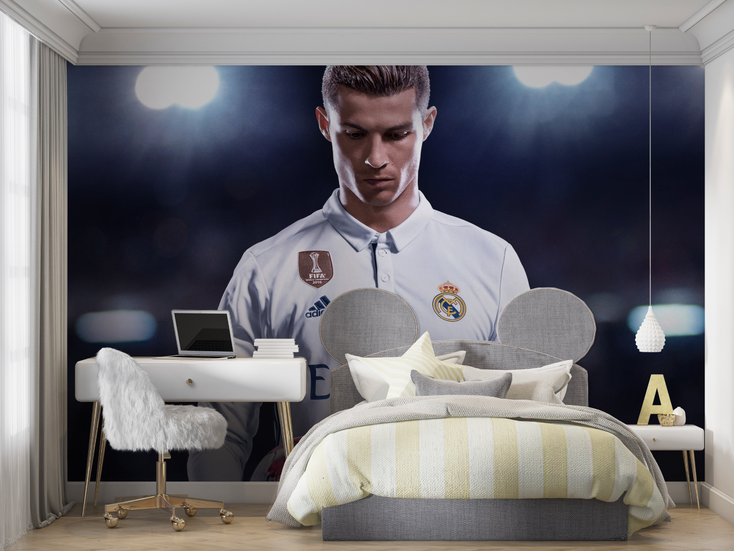 Papier-Fuß-Ronaldo-Wand-Panorama-Zimmer