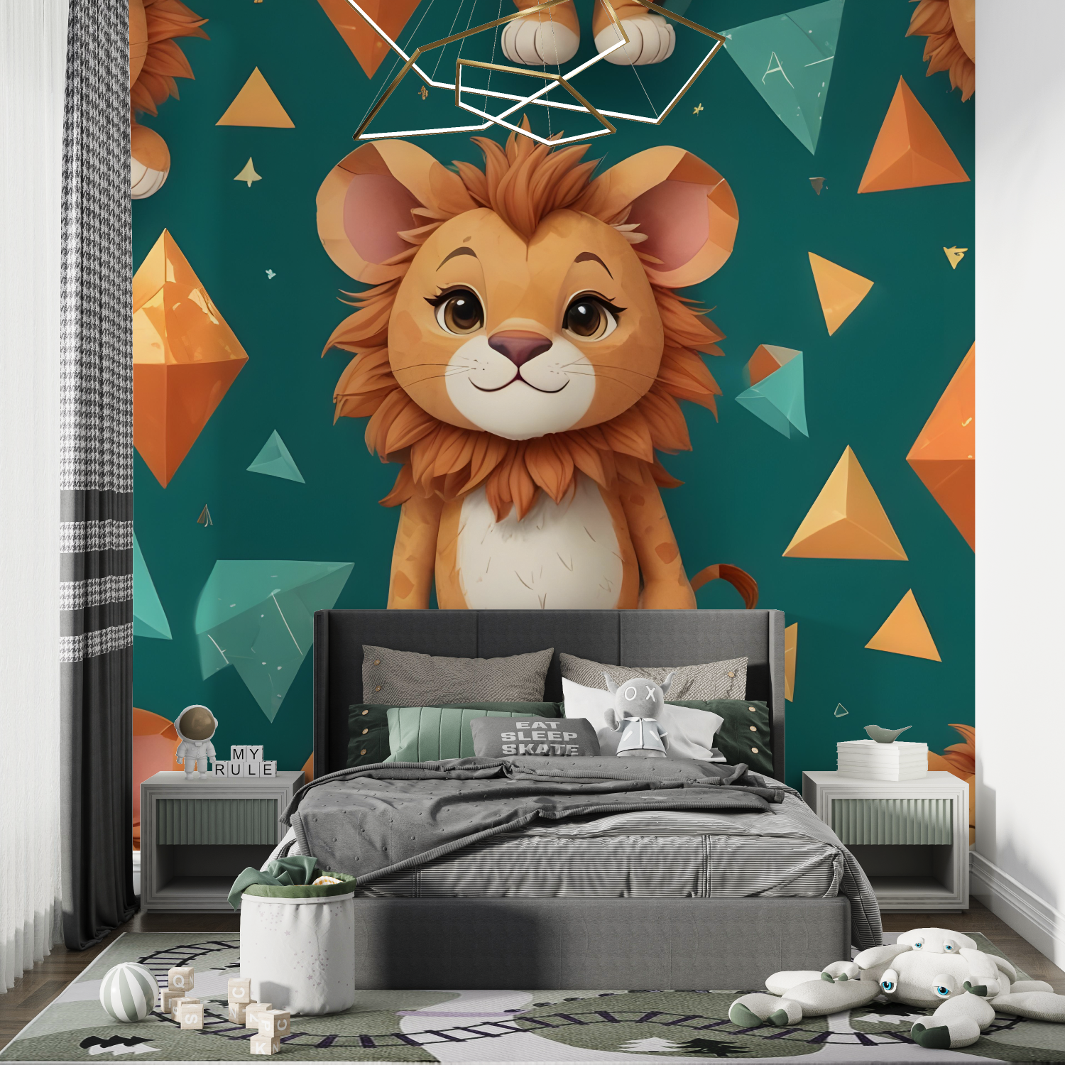 Green Cub Lion Tapete | Wandbilder Tapete