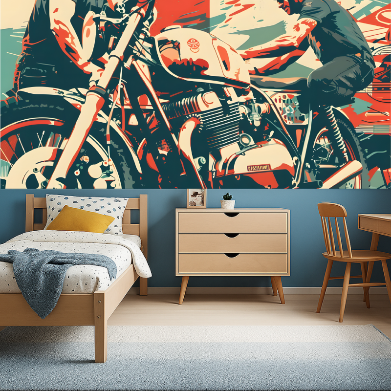 Motorrad Graffiti Tapete | Wandbilder Tapete