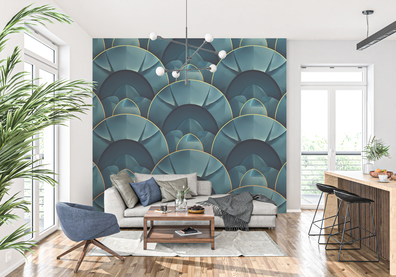 Teal Wallpaper for Bedroom | Murals Wallpaper