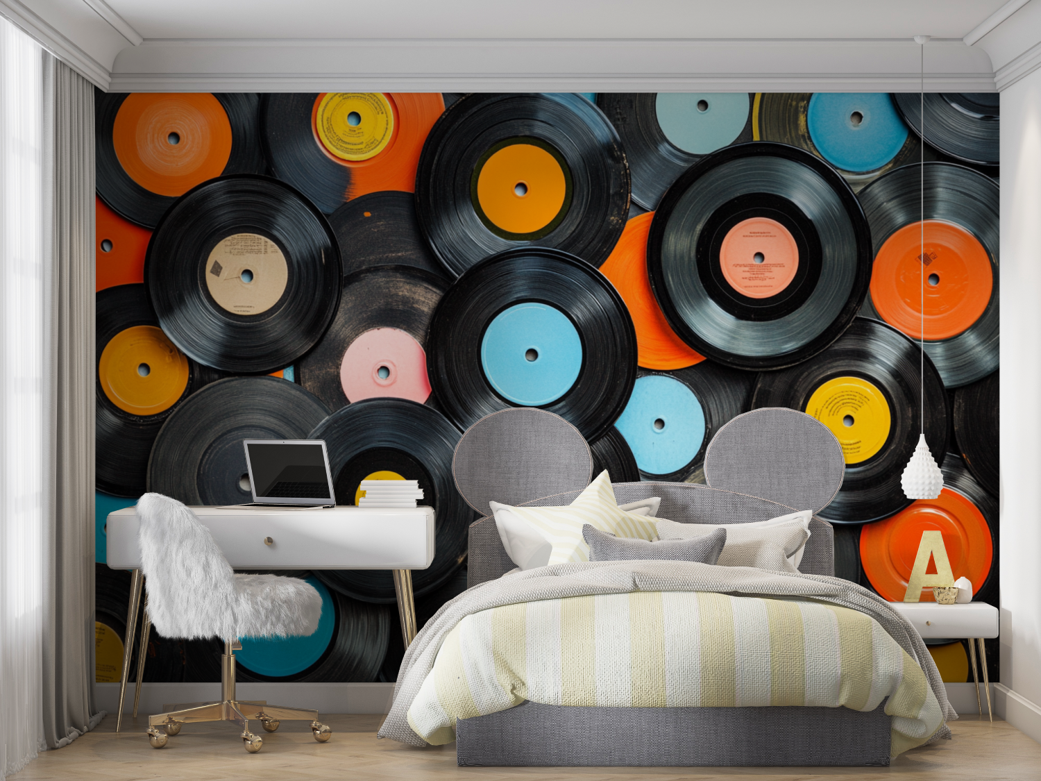 Colored Vinyl Record Wallpaper | Murals Wallpaper