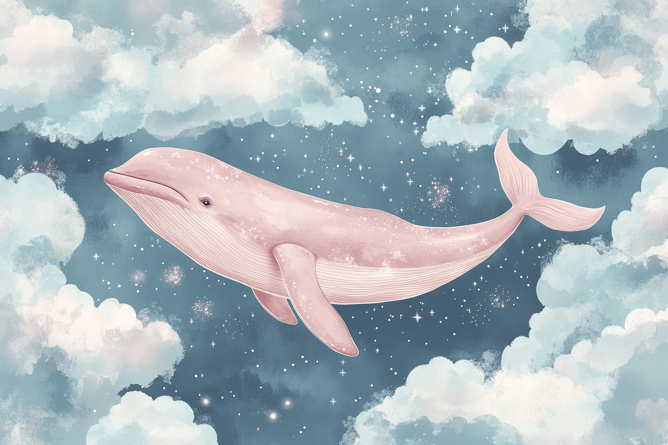 Classic Girl Wallpaper Whale and Pink Cloud | Murals Wallpaper