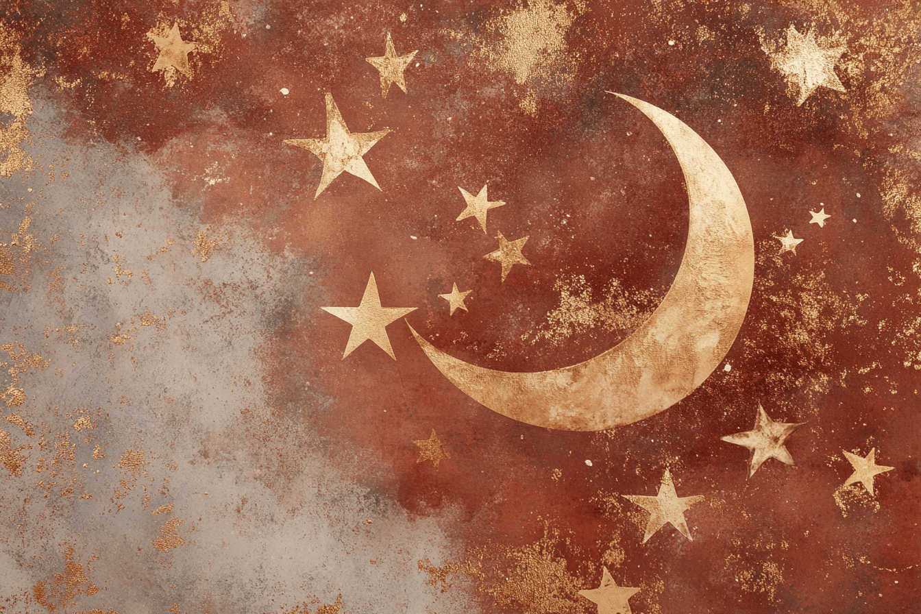 Terracotta Wallpaper with Moon and Star Patterns | Murals Wallpaper