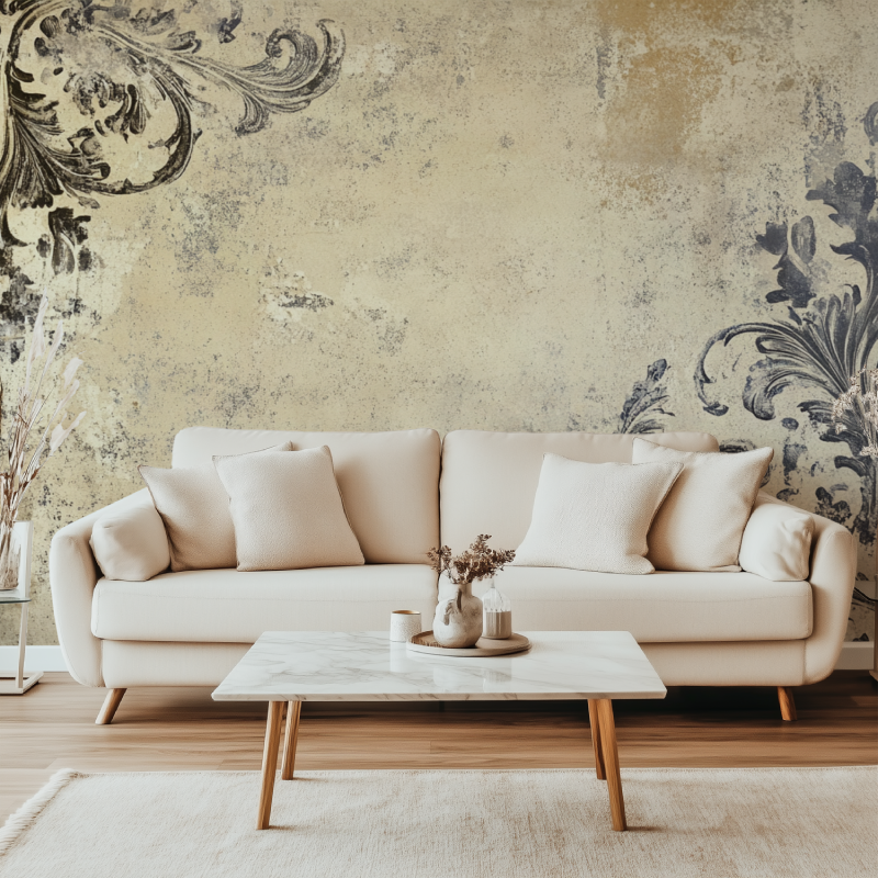 Taupe Vintage Wallpaper | Murals Wallpaper