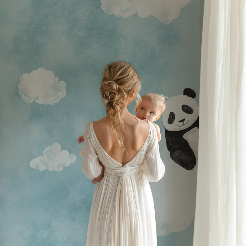 Panda und Wolken Tapete | Wandbilder Tapete