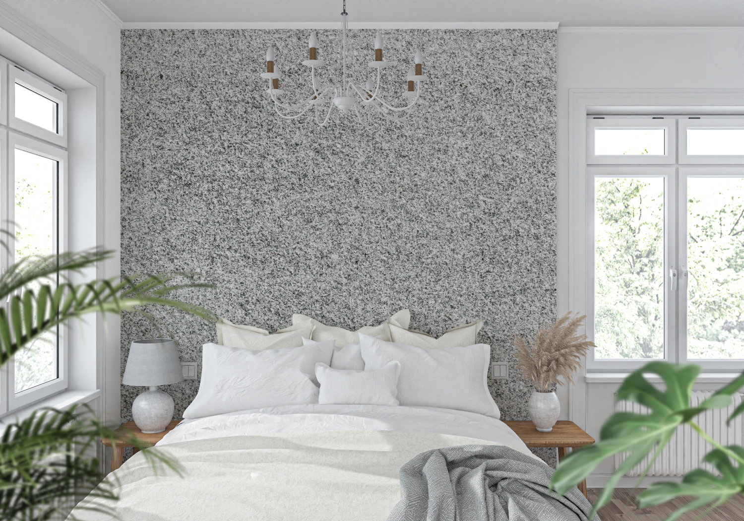 Hellgraue Glitzertapete | Wandtapete