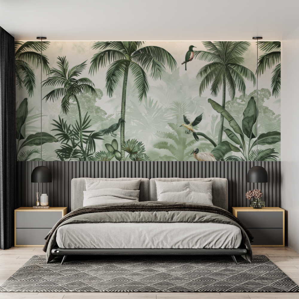 Green Gray Jungle Wallpaper | Murals Wallpaper