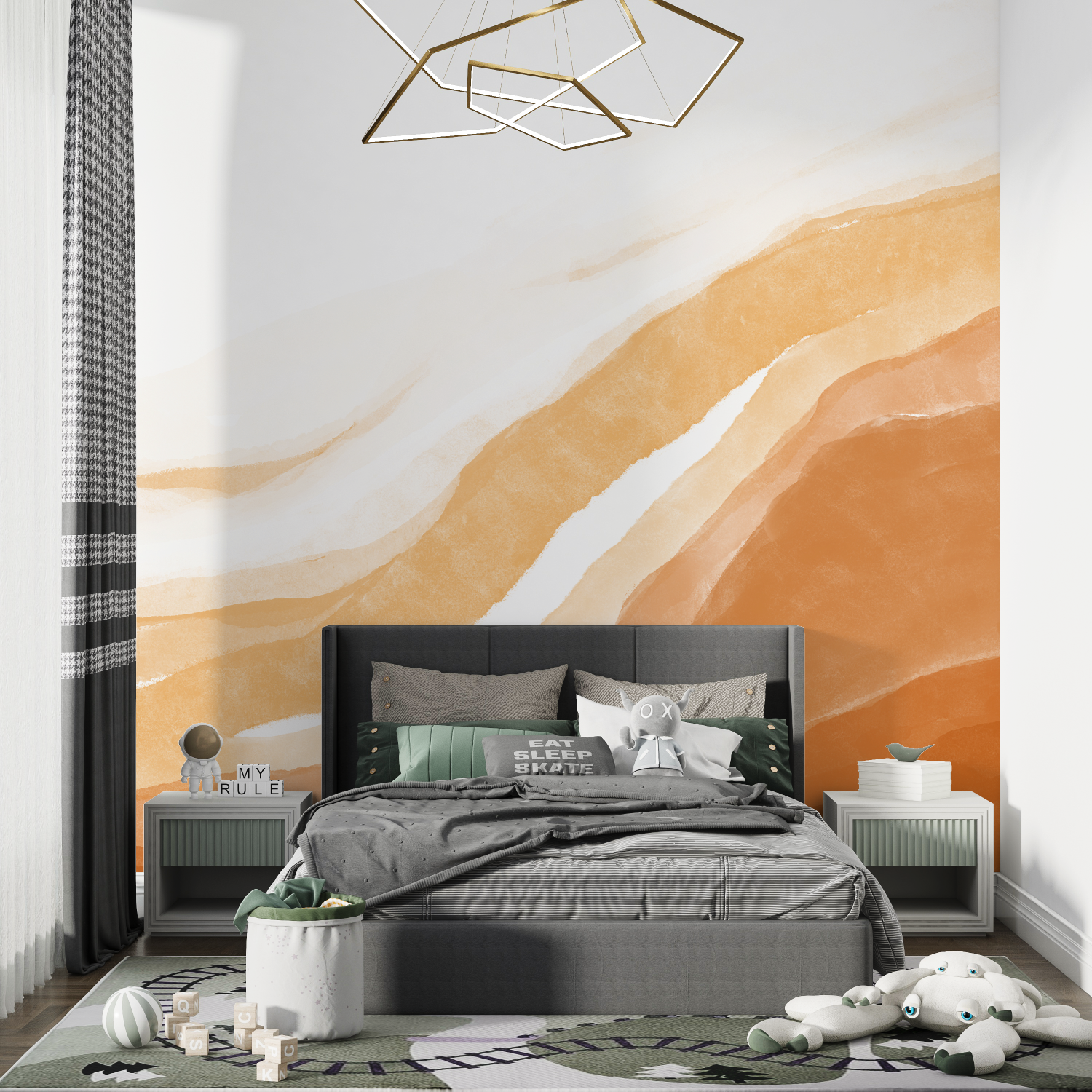 Orangefarbene Kindertapete | Wandtapete