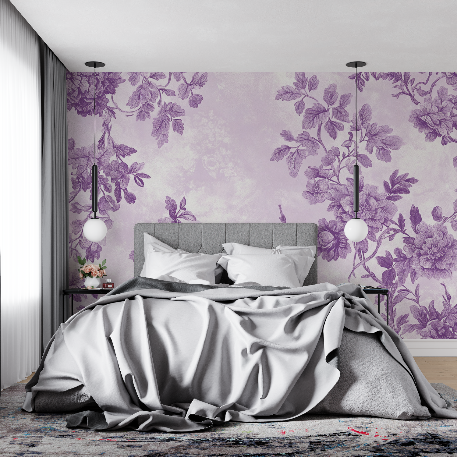 Purple White Wallpaper | Murals Wallpaper