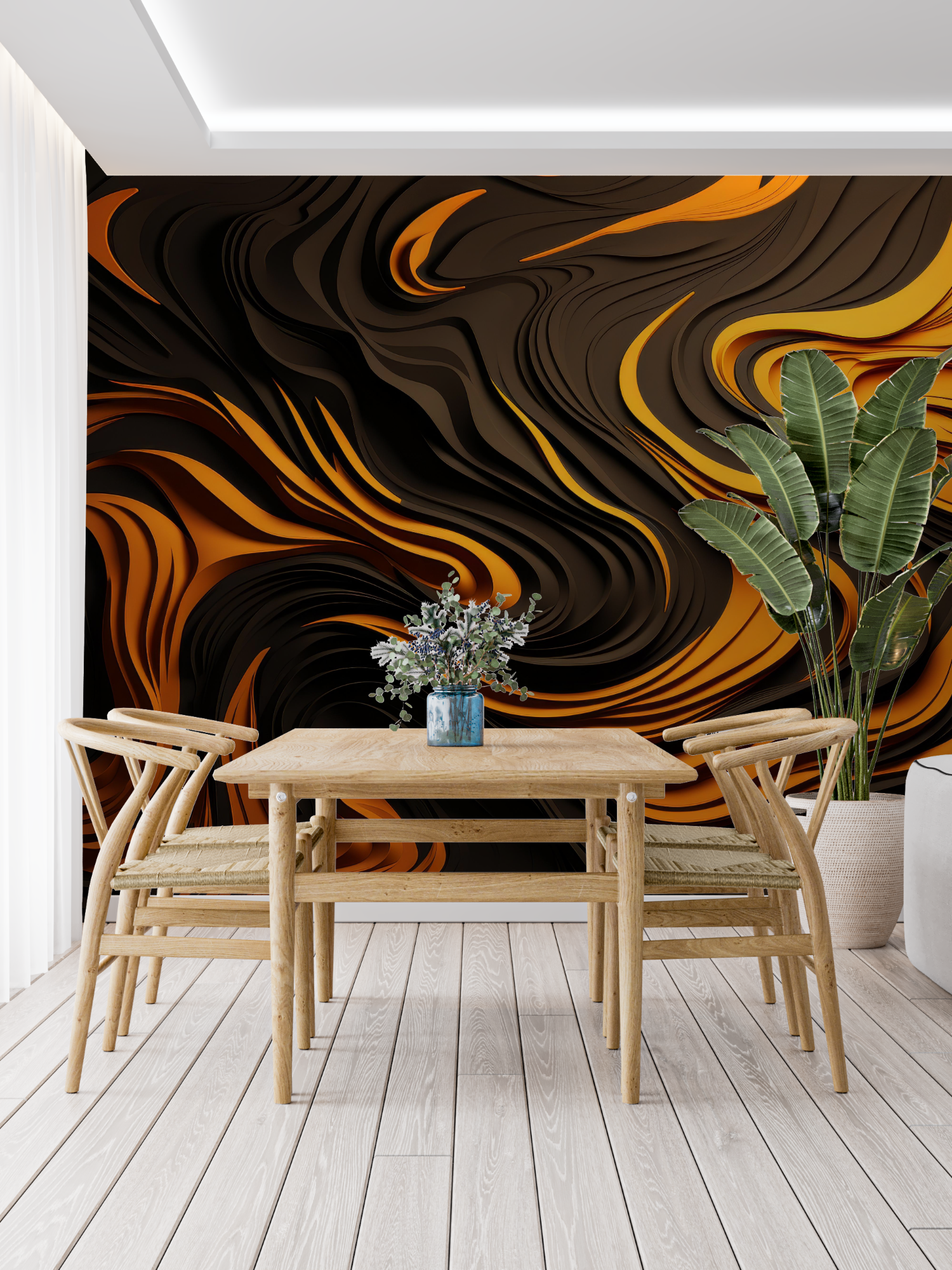 Orange and Black Design Wallpaper | Murals Wallpaper