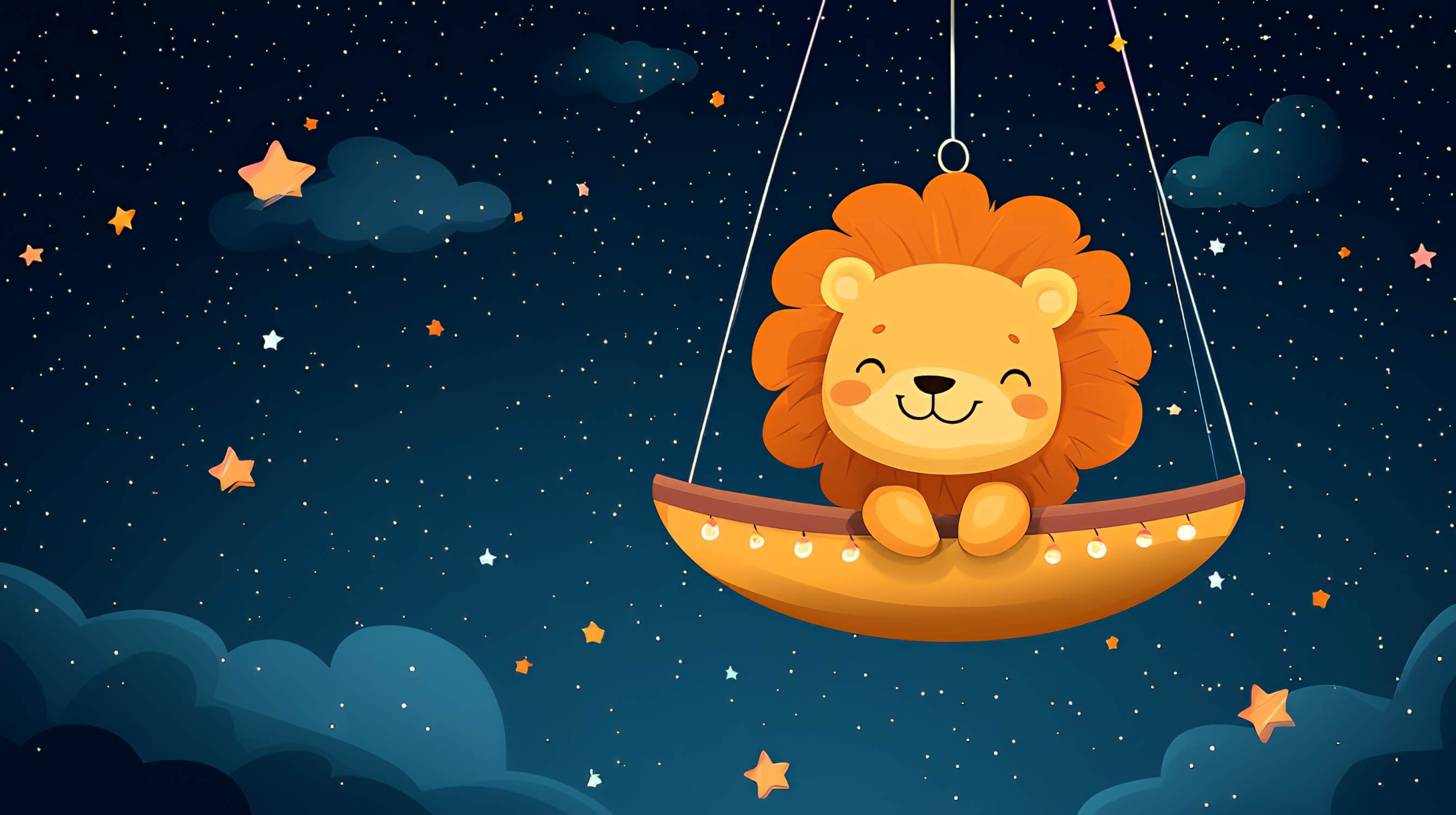Lion and Golden Stars Wallpaper | Murals Wallpaper