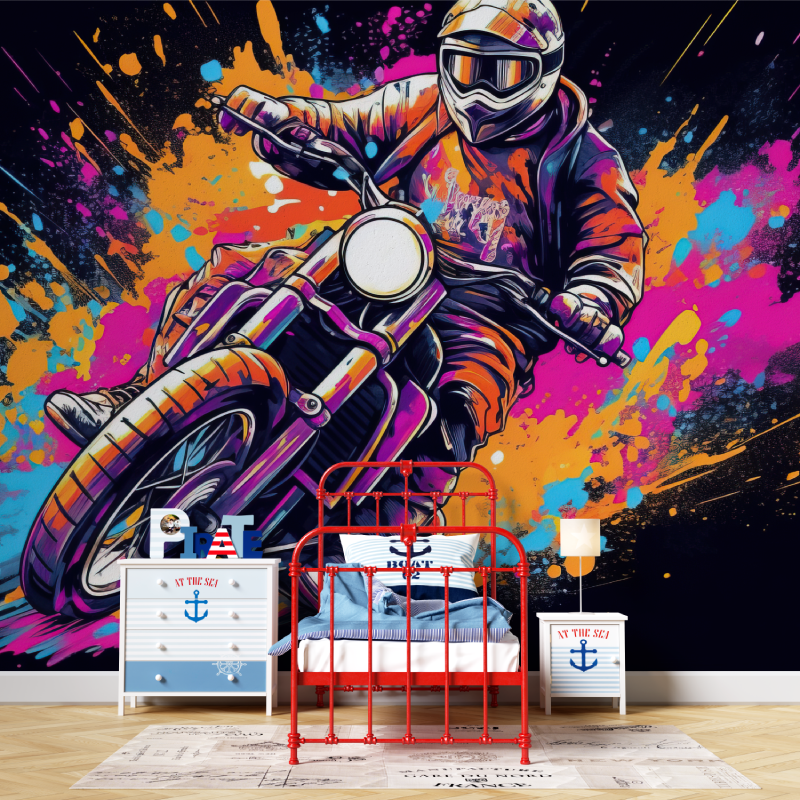 Motorcycle Graffiti Bedroom Wallpaper | Murals Wallpaper