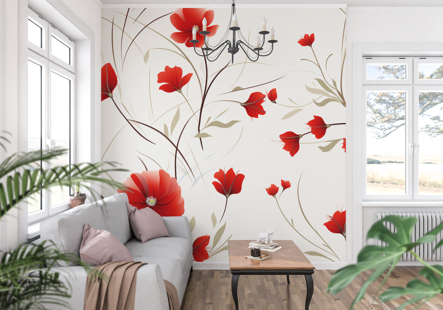 White and Red Wallpaper | Murals Wallpaper
