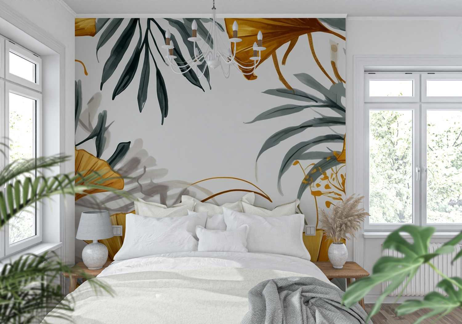 Mustard Yellow Gray Wallpaper | Murals Wallpaper