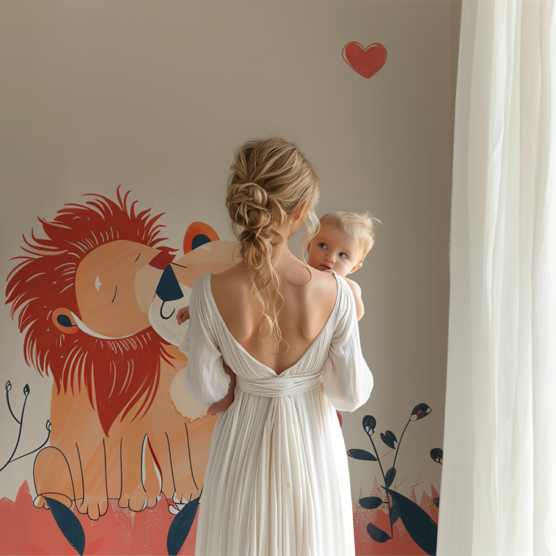 Cute Lion Couple Wallpaper | Murals Wallpaper