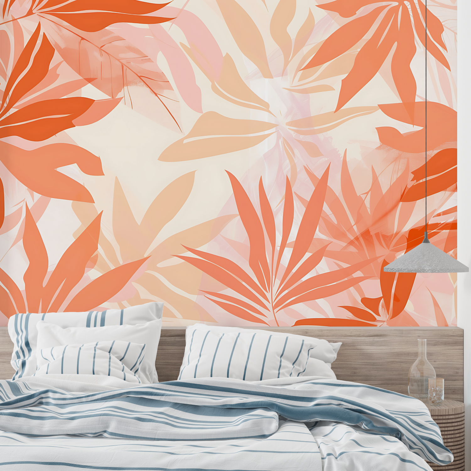 Orange Tropical Print Wallpaper | Murals Wallpaper