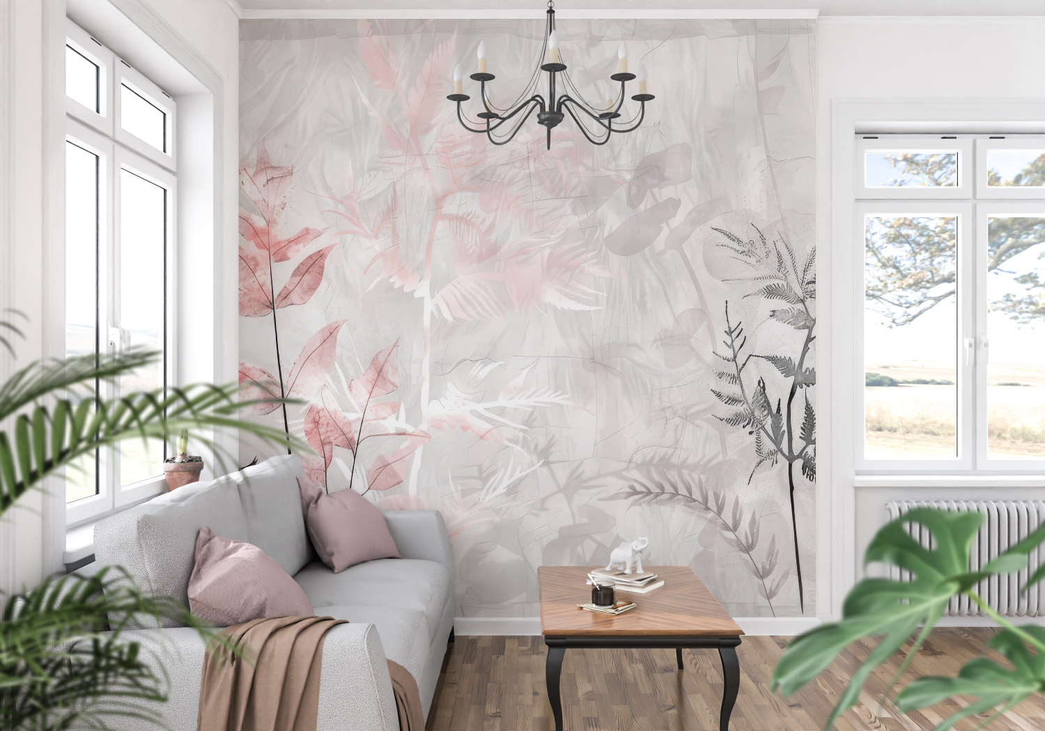 Graue Rosa Tapete | Wandbilder Tapete