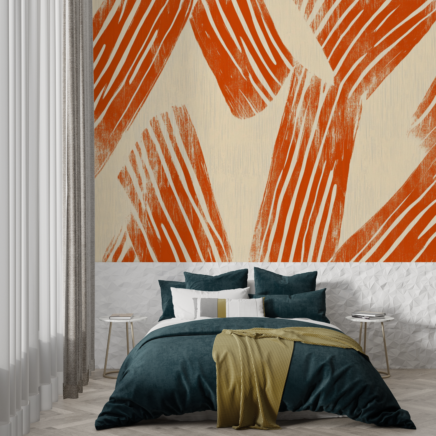 Terracotta and Beige Abstract Wallpaper | Murals Wallpaper