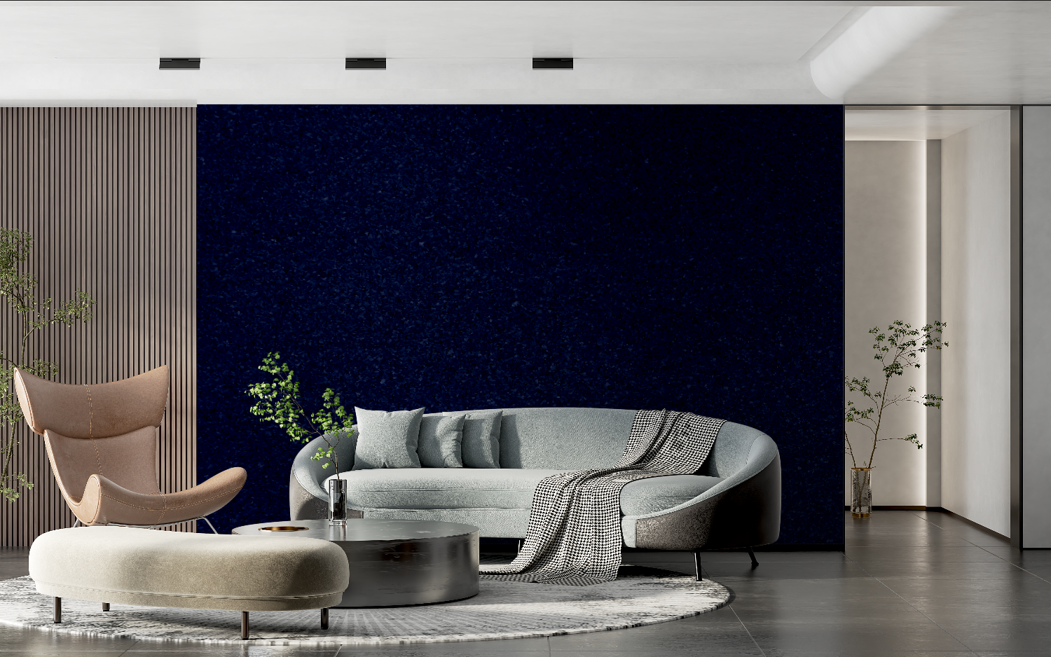 Papier Peint Bleu Nuit Pailleté – Schlafzimmer für Erwachsene