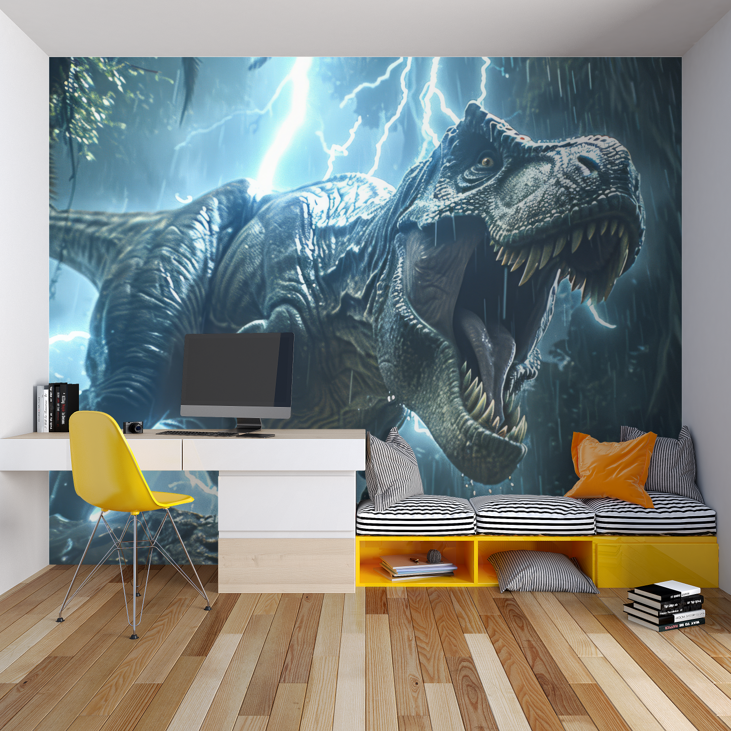 T-Rex Blitz-Tapete | Wandbilder