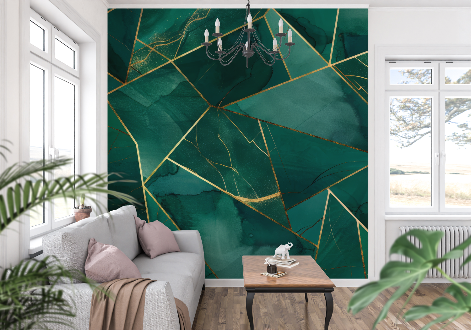 Emerald Green and Gold Wallpaper | Murals Wallpaper