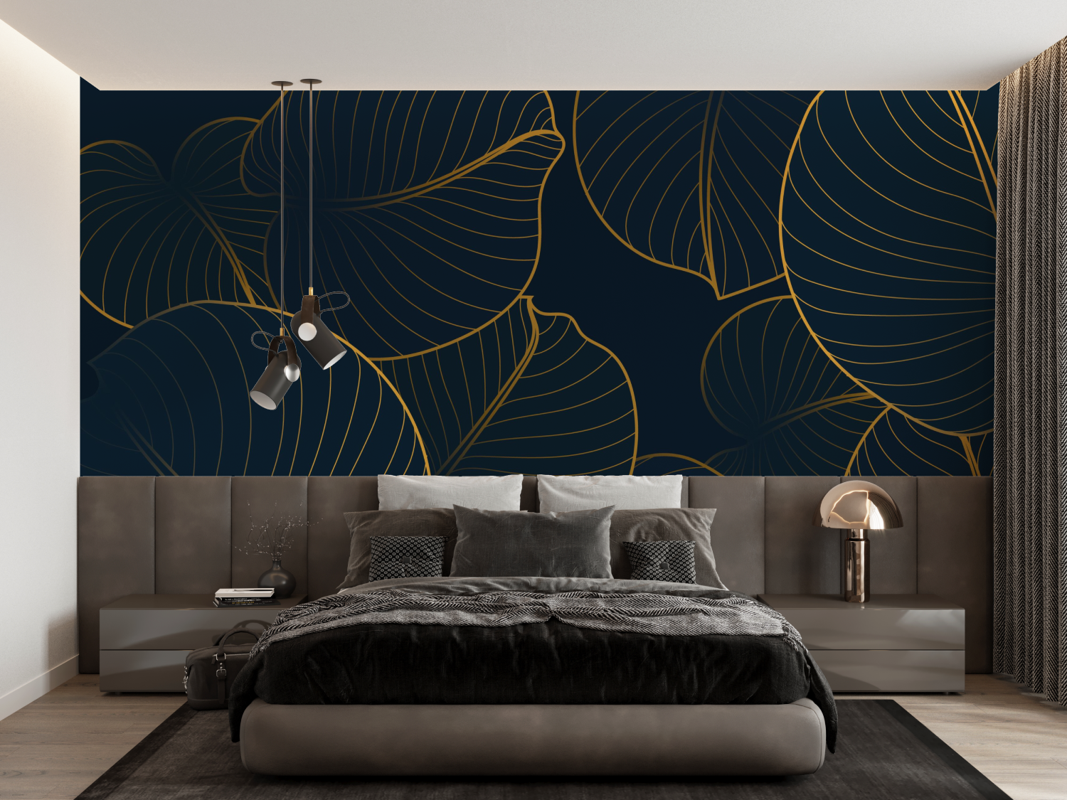 Navy Blue and Gold Bedroom Wallpaper | Murals Wallpaper