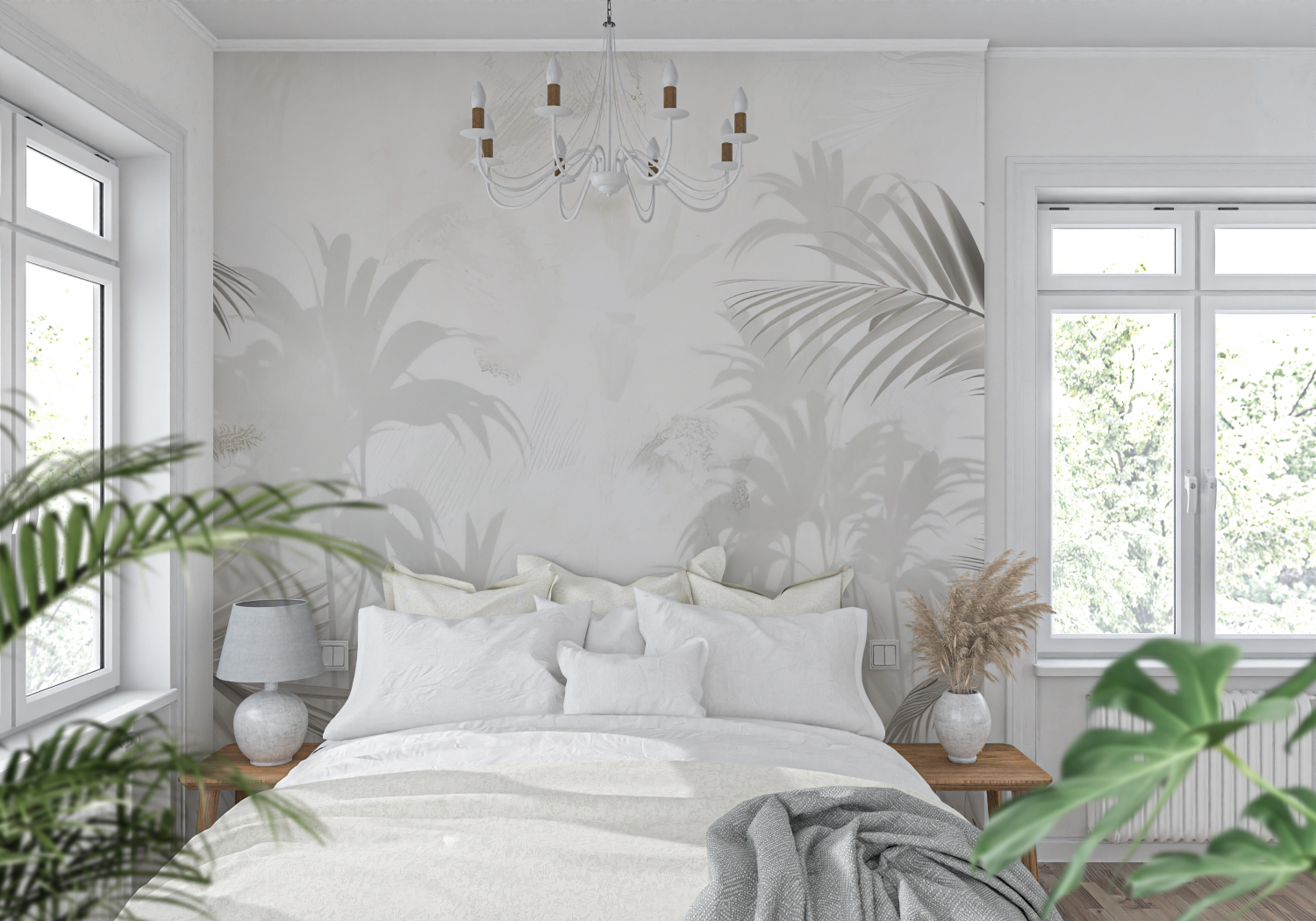 Beige-Graue Tapete - Panoramatapete