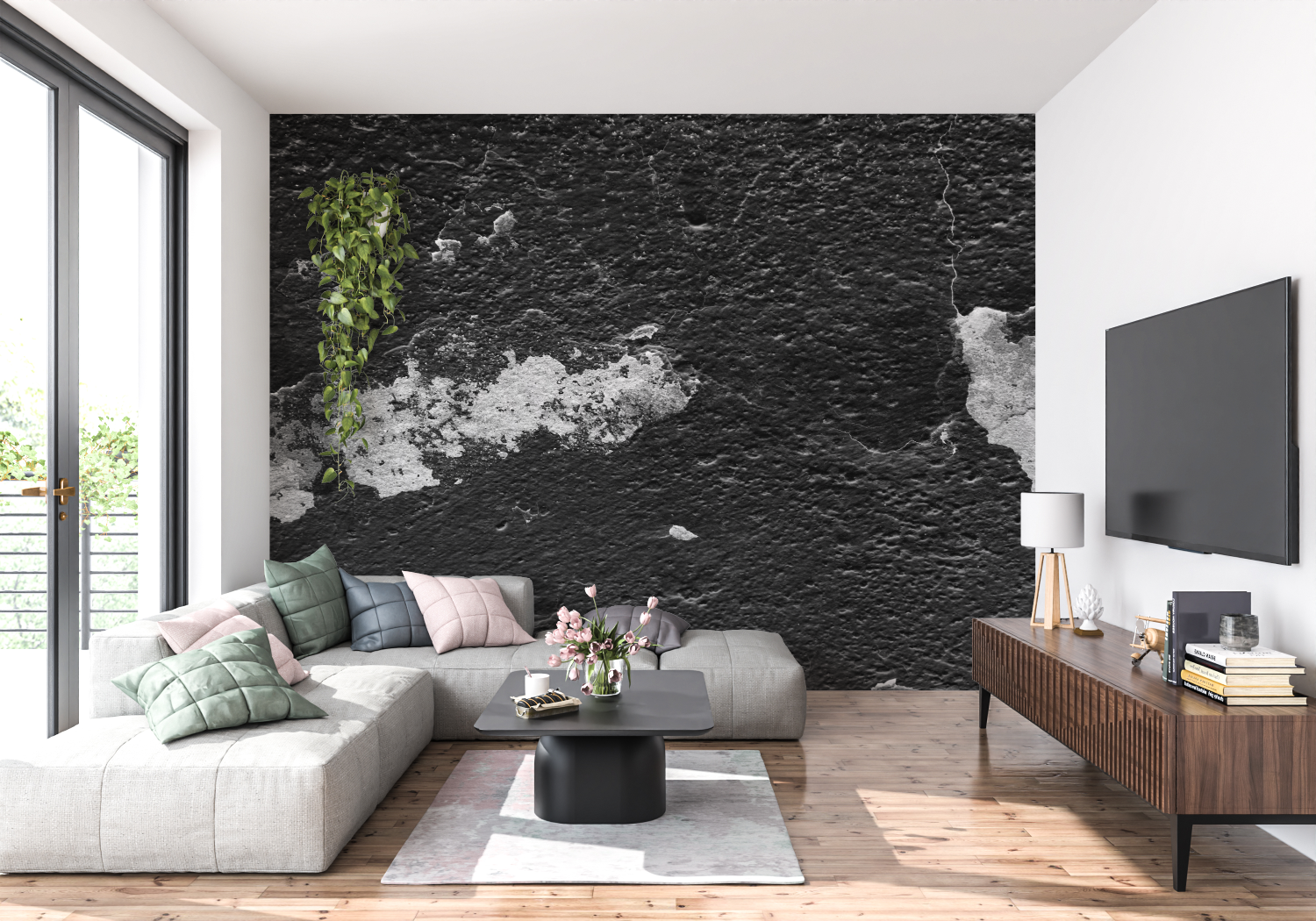 Black Wainscoting Wallpaper | Murals Wallpaper