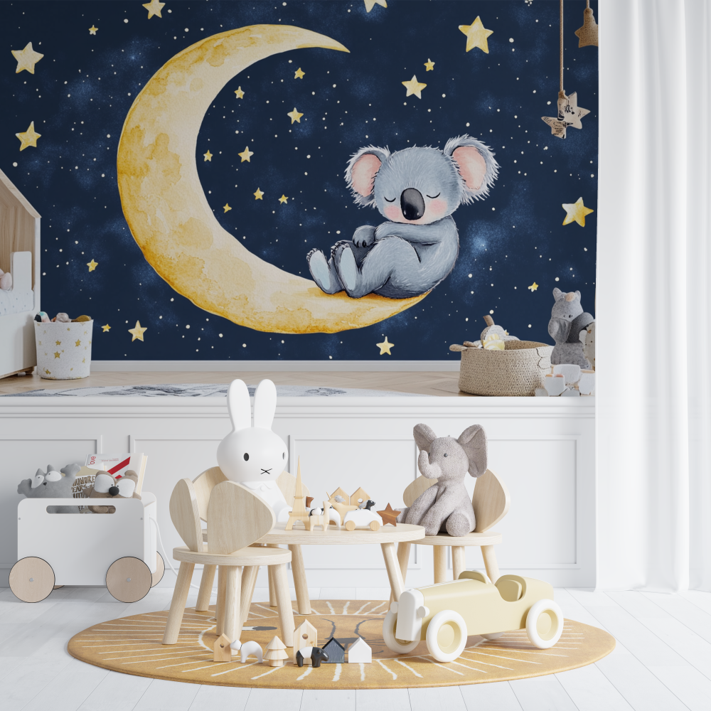 Sleepy Koala on a Moon Croissant Wallpaper | Murals Wallpaper