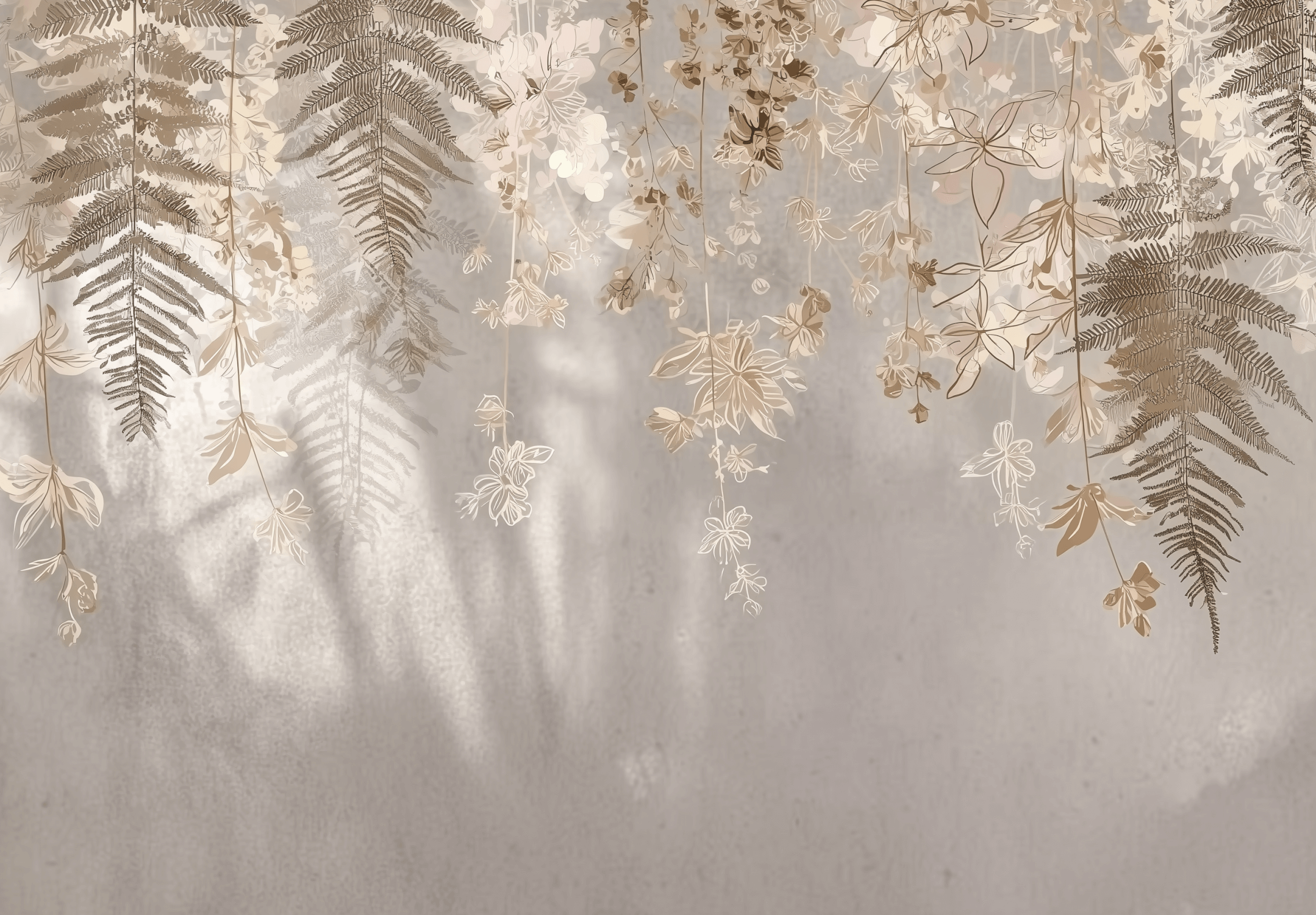 Beige Gold Leaf Mural Wallpaper