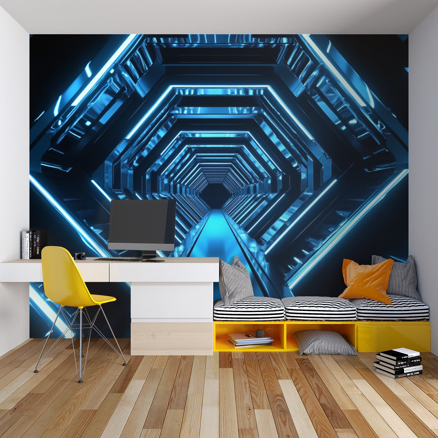 Abstract Glowing Hexagon Wallpaper | Murals Wallpaper