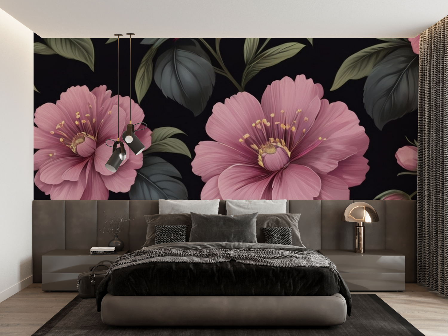 Schwarz-pinke Tapete | Wandtapete