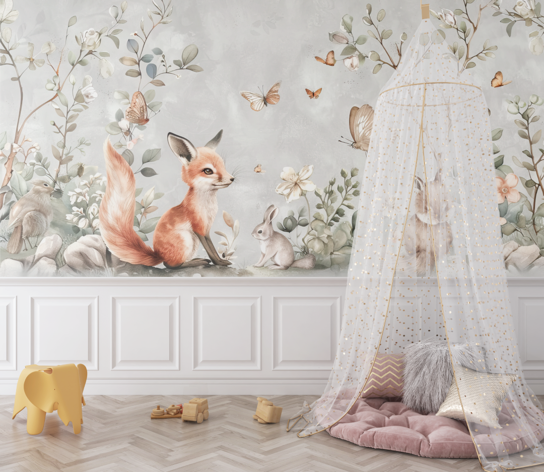 Fox and Wildflowers Wallpaper | Murals Wallpaper