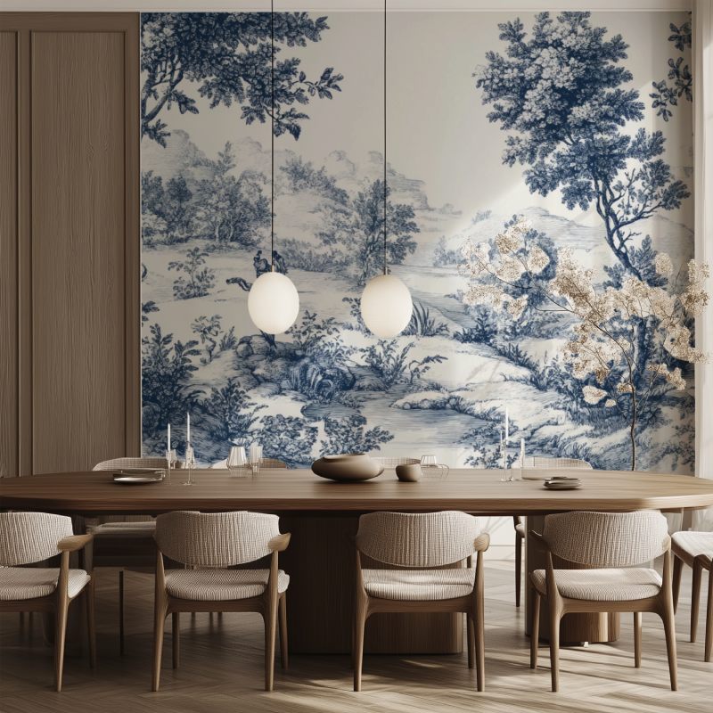 Vintage Toile de Jouy Mural Wallpaper