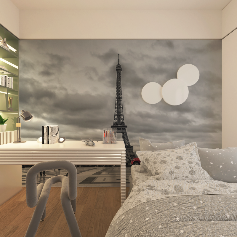 Black and White Wallpaper with Red Car | Murals Wallpaper