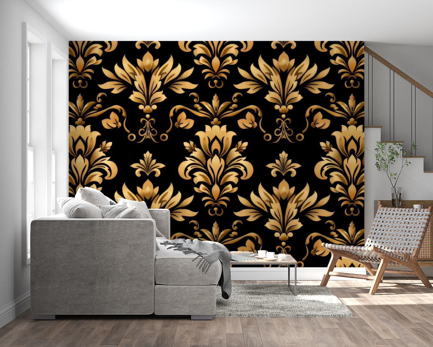 Black and Gold Baroque Wallpaper | Murals Wallpaper