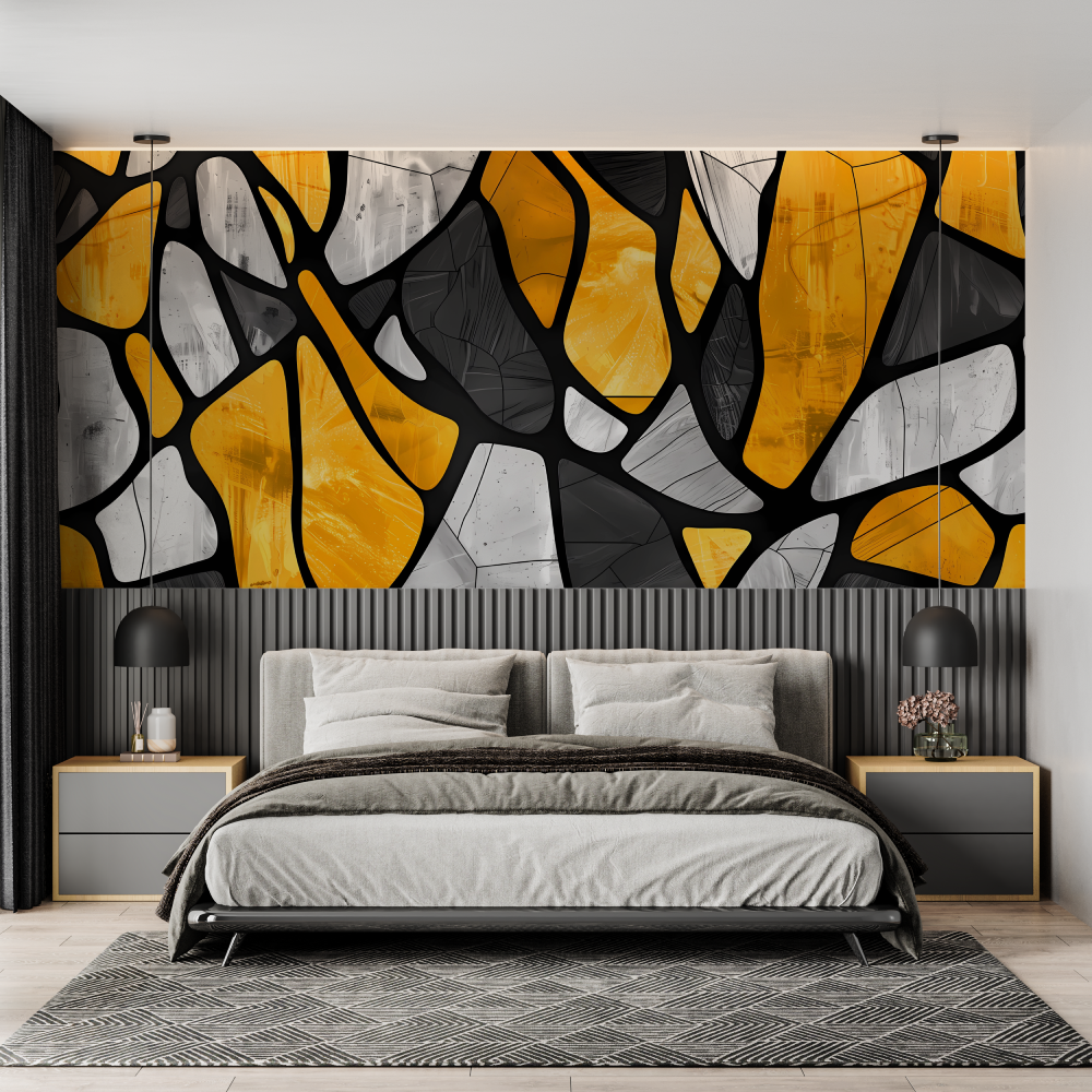 Mustard Yellow and Black Wallpaper | Murals Wallpaper